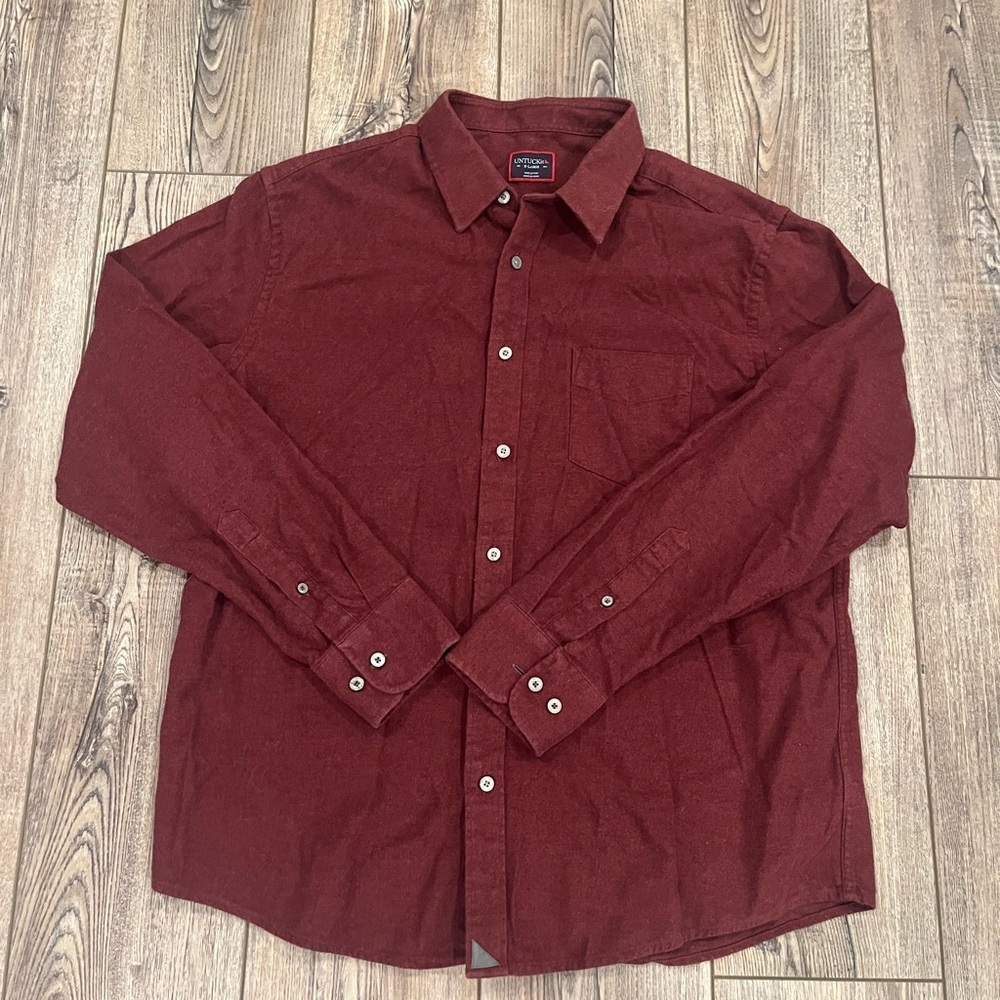 UNTUCKit Sherwood Flannel Shirt XL – Burgundy / Dark Red – 100% Cotton
